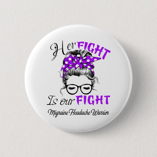 Migraine Headache Awareness Month Ribbon Gifts 2 Inch Round Button (Front)