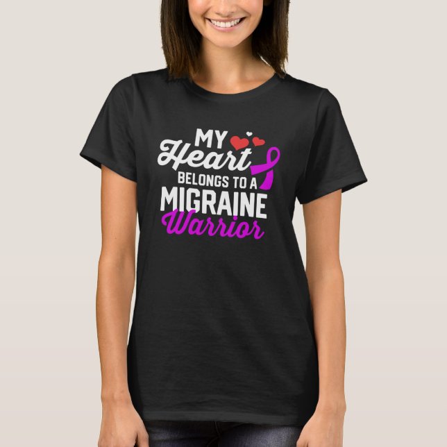 Migraine Headache Warrior Survivor Support Awarene T-Shirt (Front)