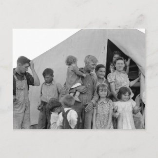 Migrant Family During Pea Harvest -- 1939 Postcard