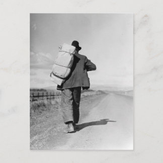 Migrant Walking – 1935 Postcard