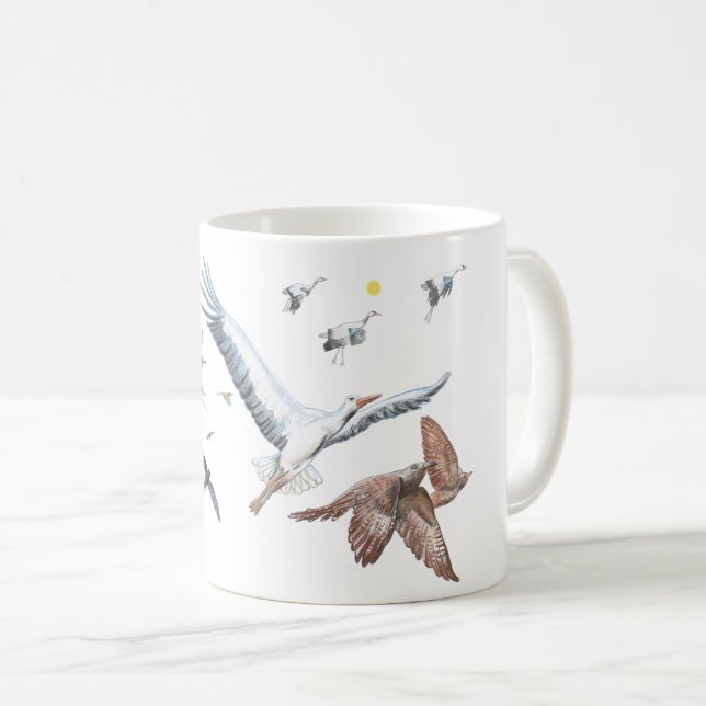 Migratory birds tracing their flights Illustration Coffee Mug (Front Right)