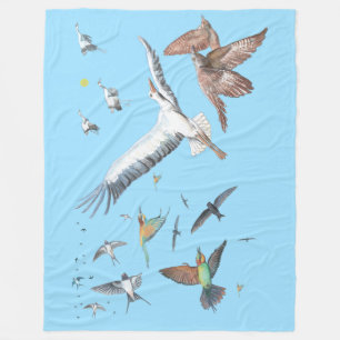 Migratory birds tracing their flights Illustration Fleece Blanket