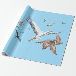 Migratory birds tracing their flights Illustration Wrapping Paper
