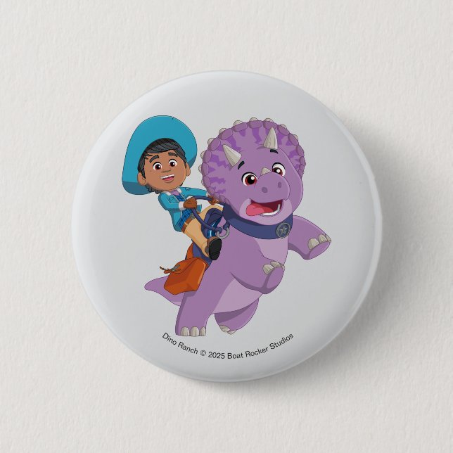 Miguel and Tango | Dino Ranch 2 Inch Round Button (Front)