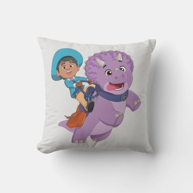 Miguel and Tango | Dino Ranch Throw Pillow (Front)