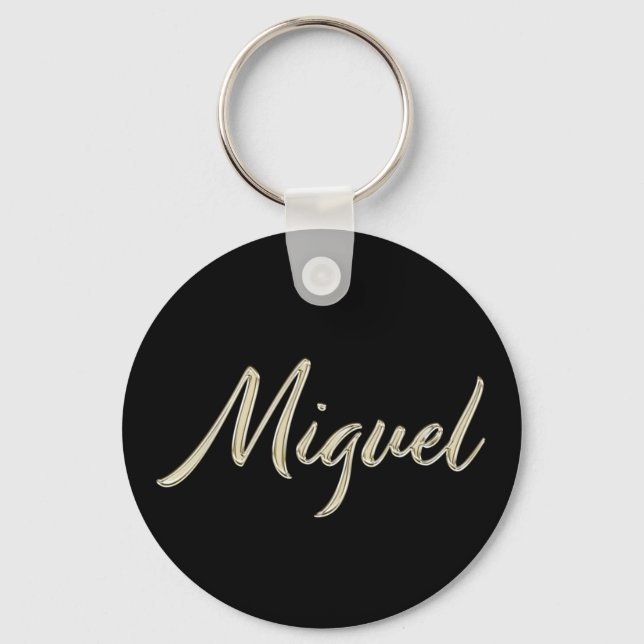 Miguel Name whitegold Button Schlüsselanhänger Keychain (Front)