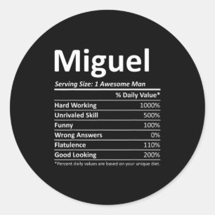 Miguel Nutrition Funny Birthday D Name Classic Round Sticker