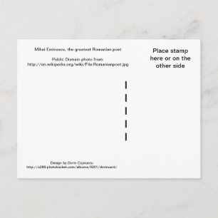 Mihai Eminescu, the greatest Romanian poet Postcard