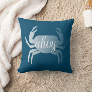 Miinimalist Crab Crawfish Crustacean Ahoy Throw Pillow