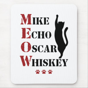 Mike Echo Oscar Whiskey MEOW Cat Mouse Pad