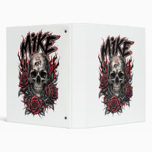 Mike Gothic Skull with Red Roses and Flames Binder