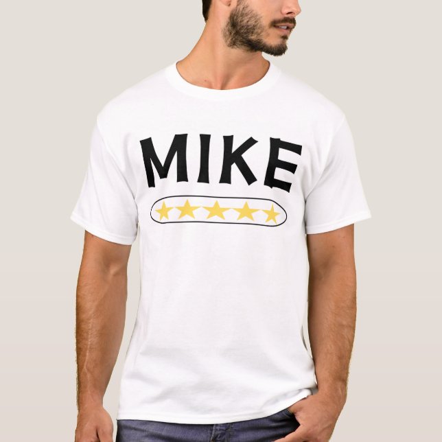 MIKE Logo Design with Five-Star Rating T-Shirt (Front)