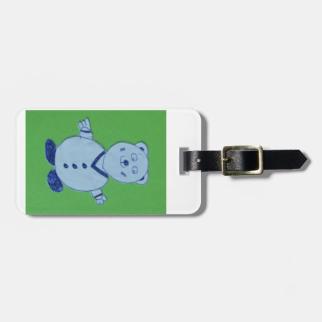 Mike Luggage Tag with Leather Strap (Front Horizontal)
