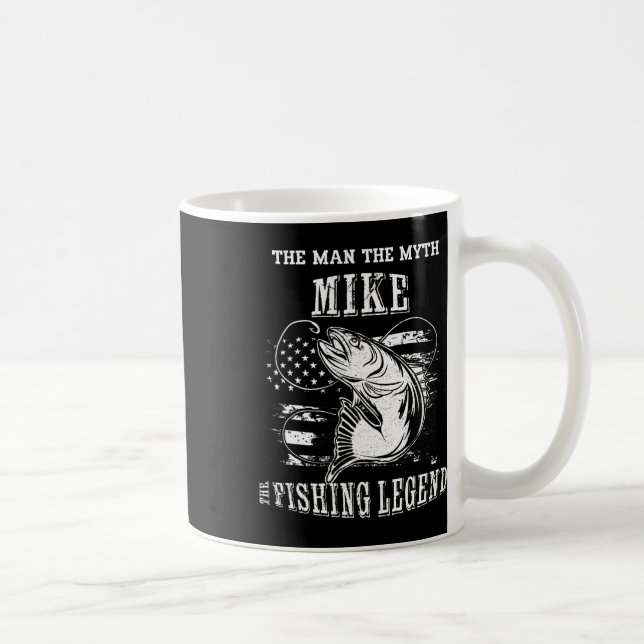Mike Man Myth Fishing Legend Personalized Name  Coffee Mug (Right)