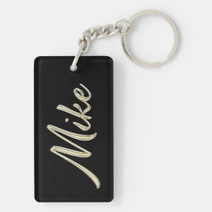 Mike Name whitegold key trailer Keychain