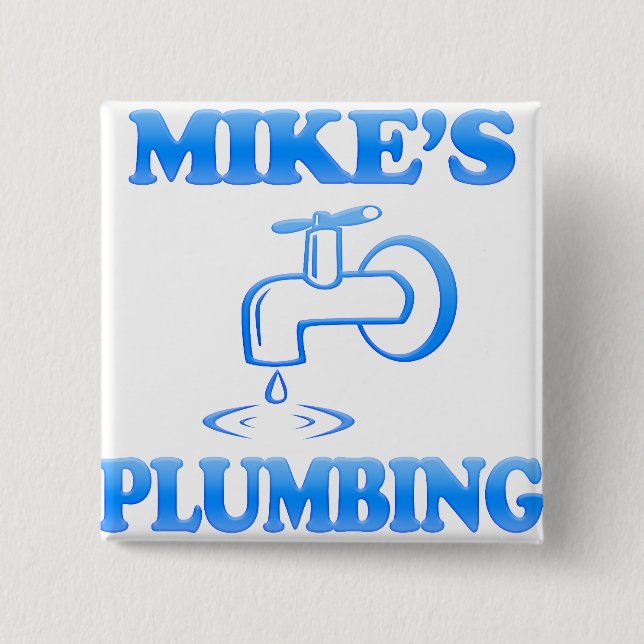 Mike's Plumbing 2 Inch Square Button (Front)