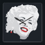 Miki Marilyn Square Wall Clock<br><div class="desc">MIKI | PRODUCED UNDER LICENSE FROM ARTIST, PUBLISHED AND DISTRIBUTED BY JADEI GRAPHICS, ALL RIGHTS RESERVED</div>