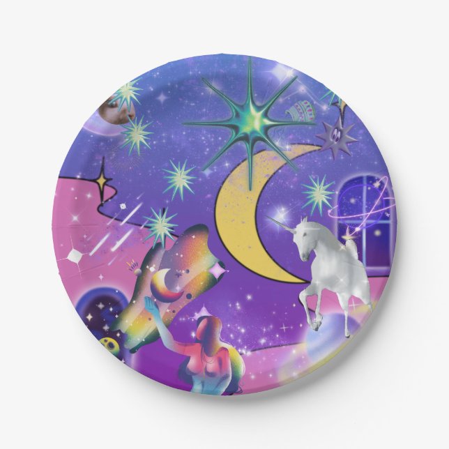 Mikitiez aquarius galaxy summer glow beer paper plate (Front)