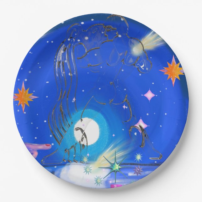 Mikitiez aquarius galaxy summer glow  paper plate (Front)