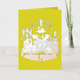 Mikitiez black cat spooky halloween vibes ghouls foil greeting card