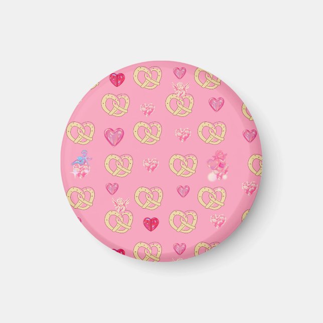 Mikitiez cute pretzel bread cozy valentine pastry magnet (Front)