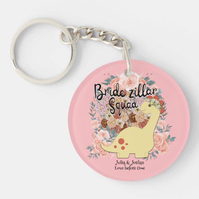 Mikitiez dinosaur bride wedding squad Chocolate Keychain (Front)