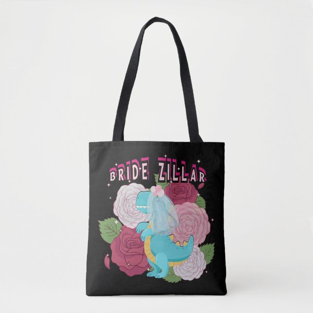 Mikitiez dinosaur bride wedding squad tote bag (Front)