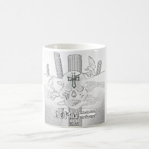 Mikitiez dreamer skull tatto rainbow rose rock coffee mug