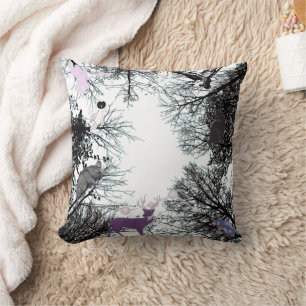 Mikitiez fairy magical tree forest owl mole throw pillow