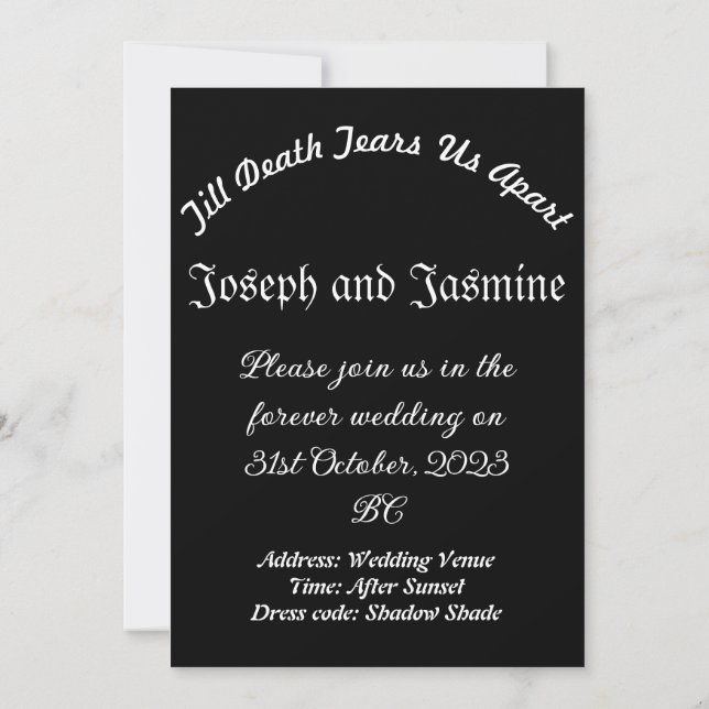 Mikitiez gothic halloween wedding soulmate vintage invitation (Back)