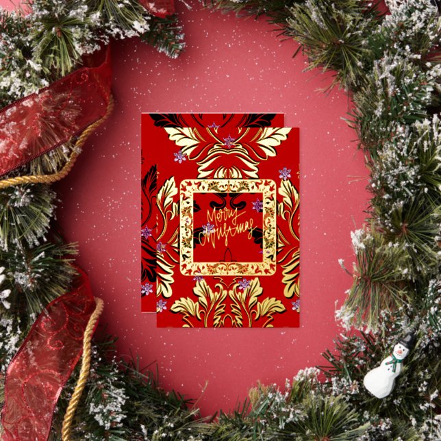 Mikitiez gothmas luxury gems diamond glitter x'mas foil holiday card (Insitu)