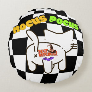 Mikitiez hocus pocus fuuny cat halloween memes  round pillow