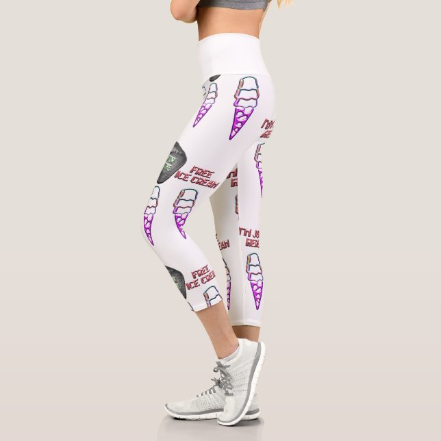Mikitiez ice cream gelato rollingstone rock green  capri leggings (Left)