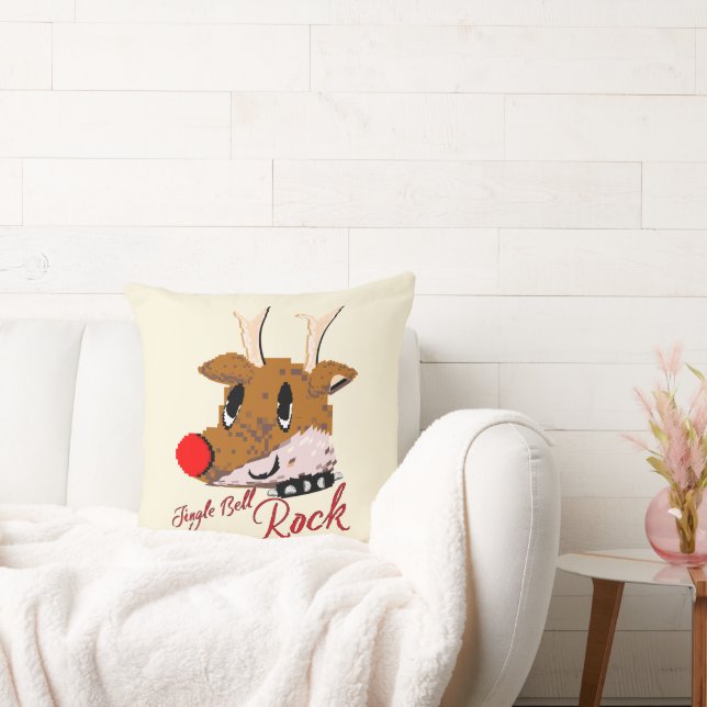 Mikitiez jinglebellrock punk gothmas reindeer  throw pillow (Couch)