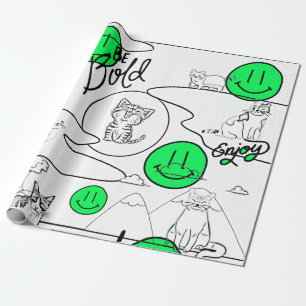 Mikitiez meow summer cat party beach wrapping paper