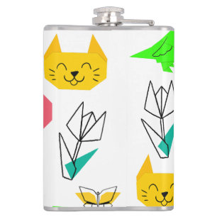 Mikitiez origami cancer summer jewel animal cat hip flask