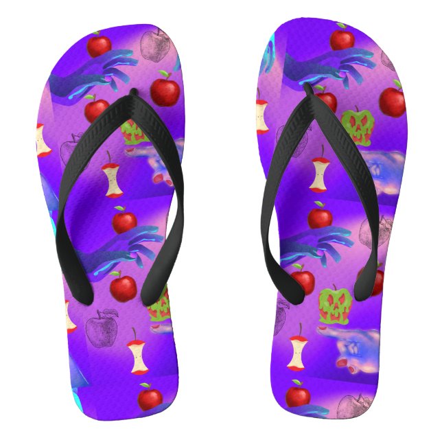 Mikitiez red skull toxic apple vegan summer  flip flops (Footbed)