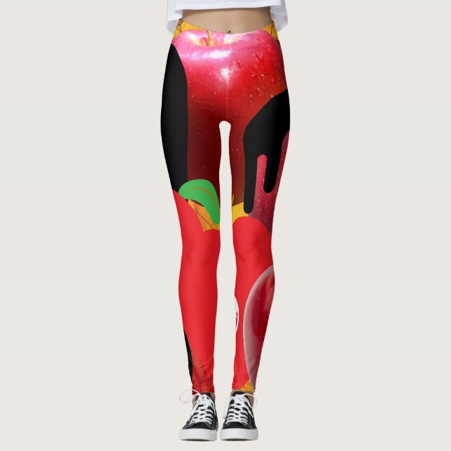 Mikitiez red skull toxic apple vegan summer leggings (Front)