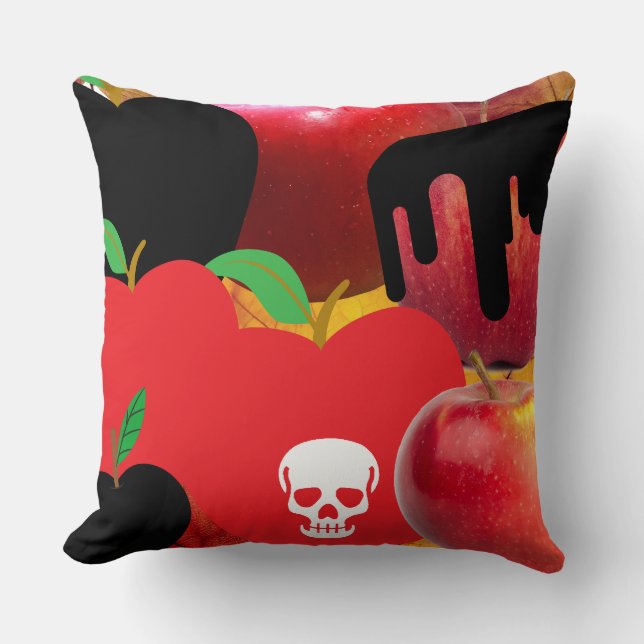 Mikitiez red skull toxic apple vegan summer throw pillow (Front)