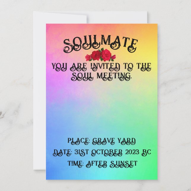 Mikitiez skull rose baroqueart rainbow rock  invitation (Back)