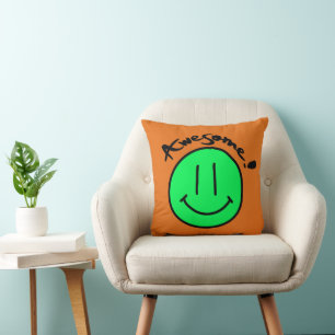Mikitiez smiley face school summer spring green throw pillow