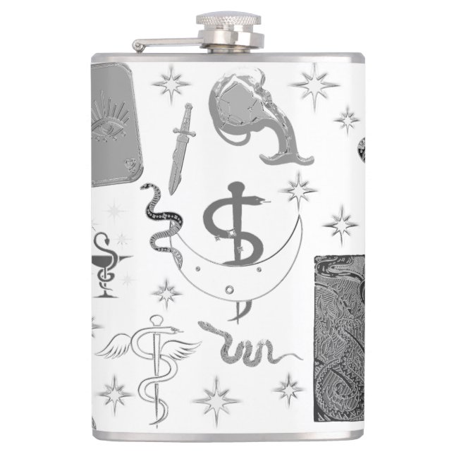 Mikitiez snake snakeperson wizard witch magic  hip flask (Front)