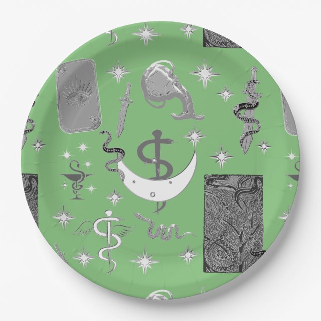 Mikitiez snake snakeperson wizard witch magic  paper plate (Front)