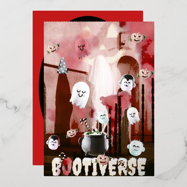 Mikitiez spooky vibes halloween multiverse 3D Foil Holiday Card (Front/Back)