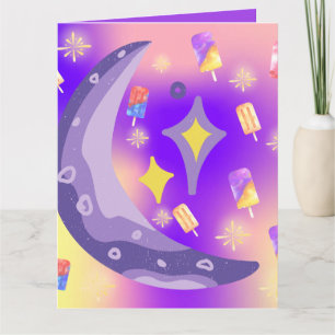 Mikitiez summer rainbow purple gold popsicle card
