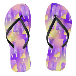 Mikitiez summer rainbow purple gold popsicle flip flops