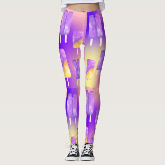 Mikitiez summer rainbow purple gold popsicle leggings