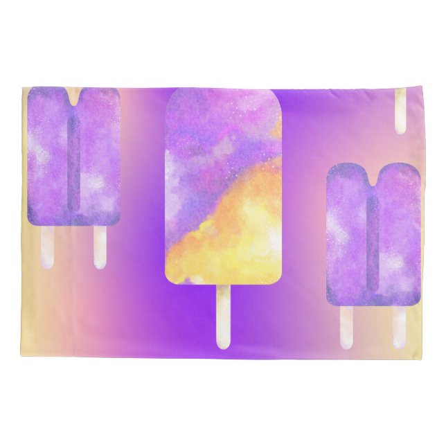 Mikitiez summer rainbow purple gold popsicle pillowcase (Back)