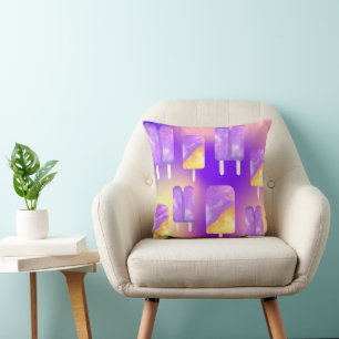 Mikitiez summer rainbow purple gold popsicle throw pillow