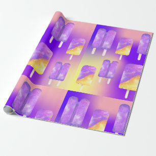 Mikitiez summer rainbow purple gold popsicle wrapping paper